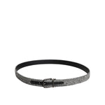 Dolce & Gabbana Black White Silver Tone Metal Buckle Belt BEL9289-110