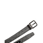 Dolce & Gabbana Black White Silver Tone Metal Buckle Belt BEL9289-110