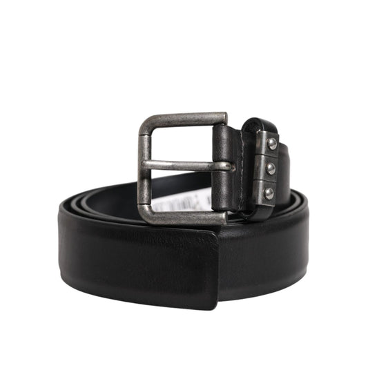 Dolce & Gabbana Black Leather Metal Buckle Classic Belt BEL9291-90