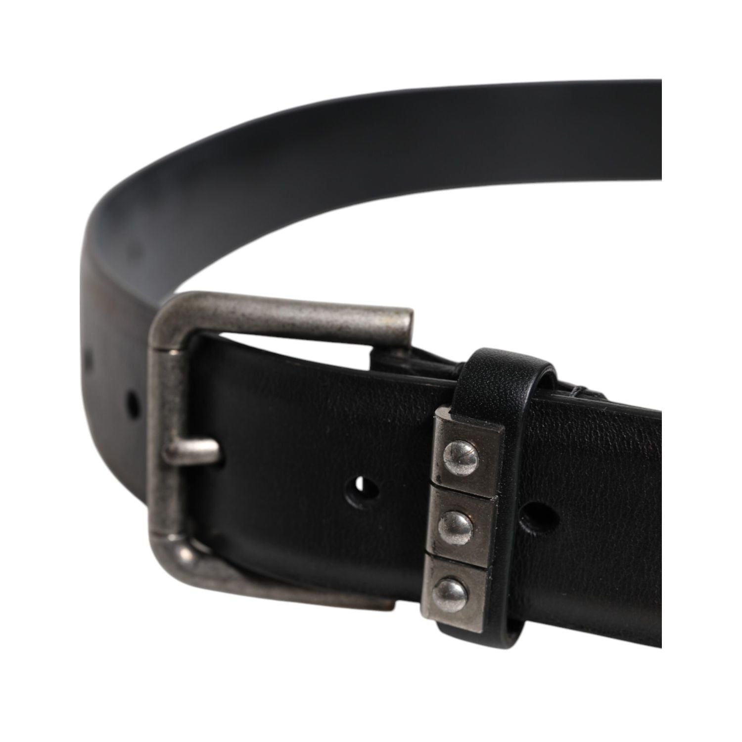 Dolce & Gabbana Black Leather Metal Buckle Classic Belt