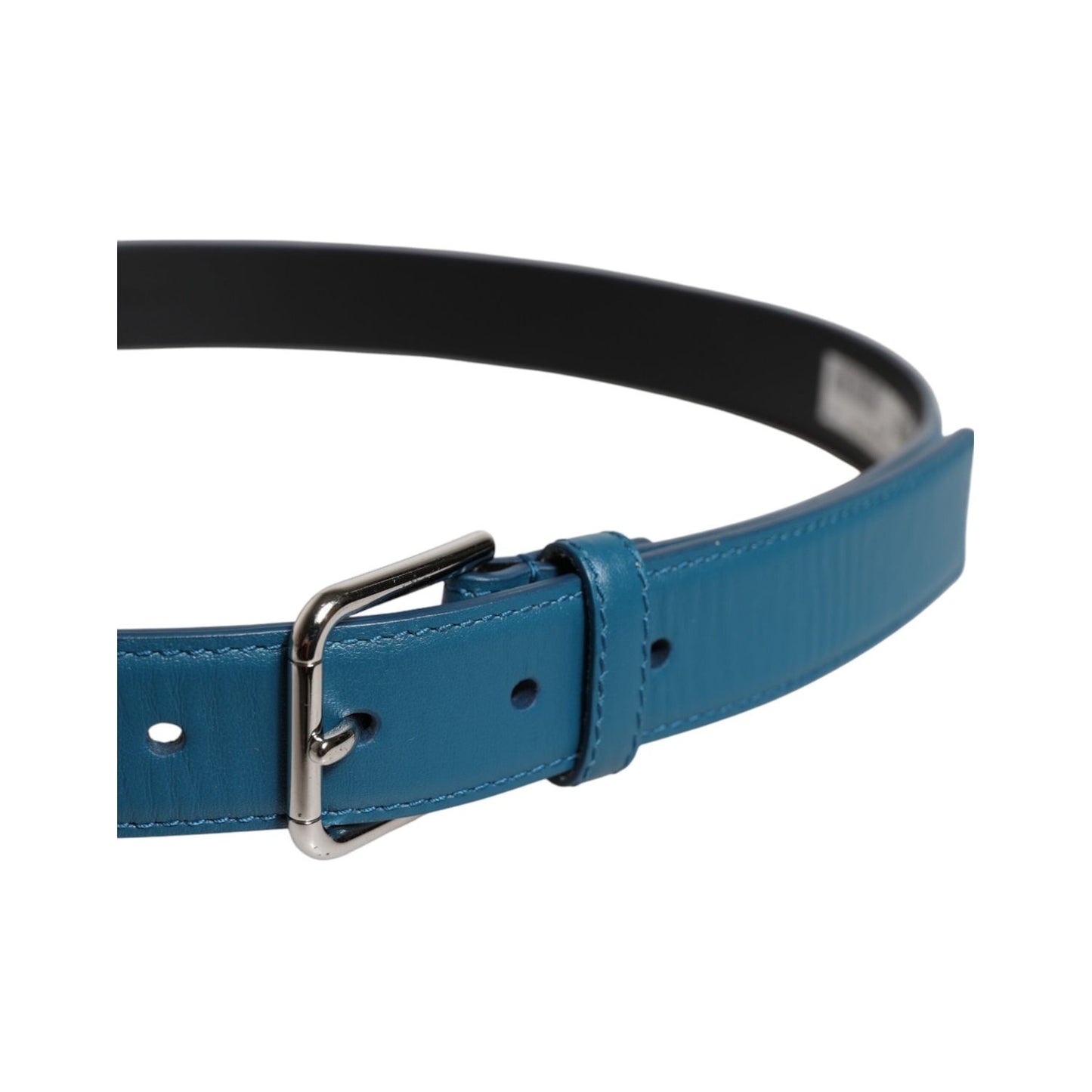 Dolce & Gabbana Blue Beige Leather Weaved Metal Buckle Belt BEL9305-90