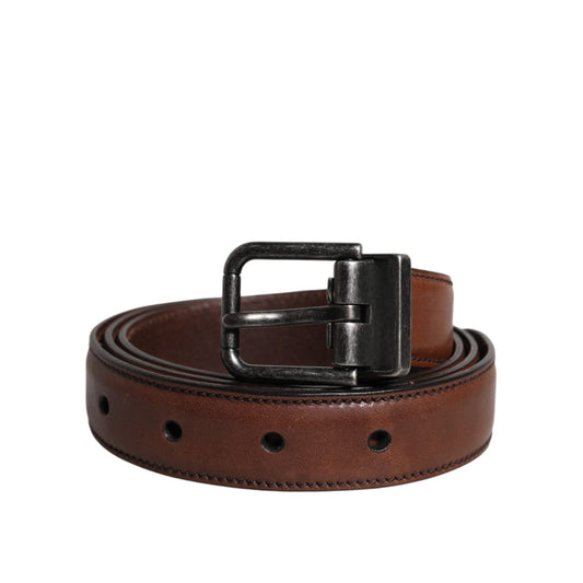 Dolce & Gabbana Brown Leather Metal Buckle Classic Belt BEL9306-85