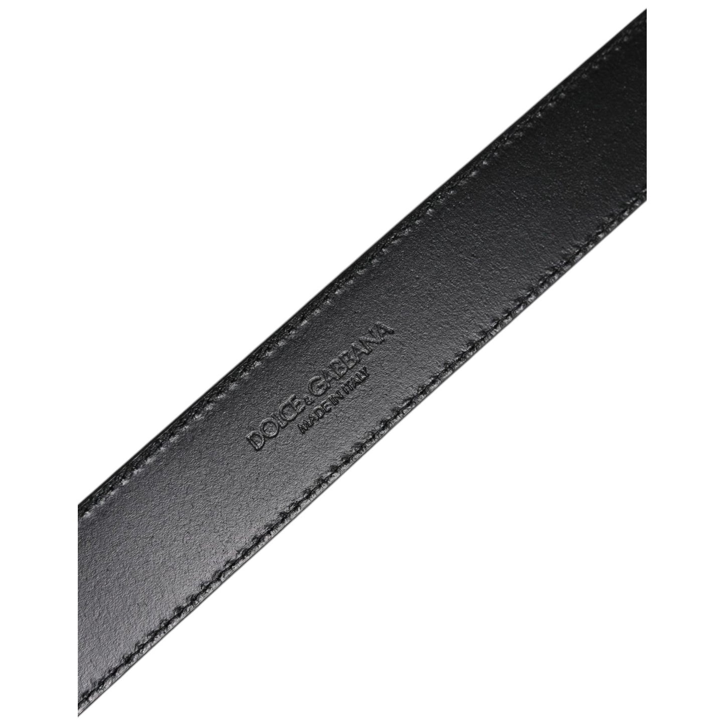 Dolce & Gabbana Silver Leather Classic Metal Logo Buckle Belt