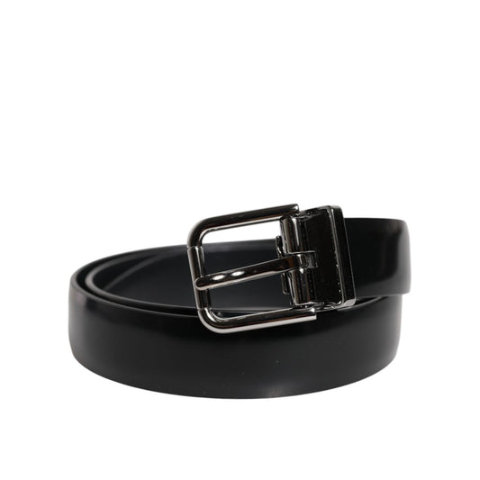 Dolce & Gabbana Black Solid Leather Classic Waist Buckle Belt BEL9311-80