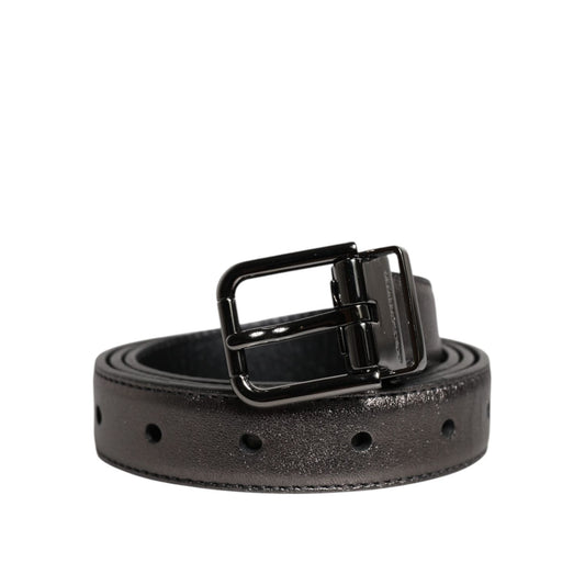 Dolce & Gabbana Black Leather Classic Metal Logo Buckle Belt BEL9314-90