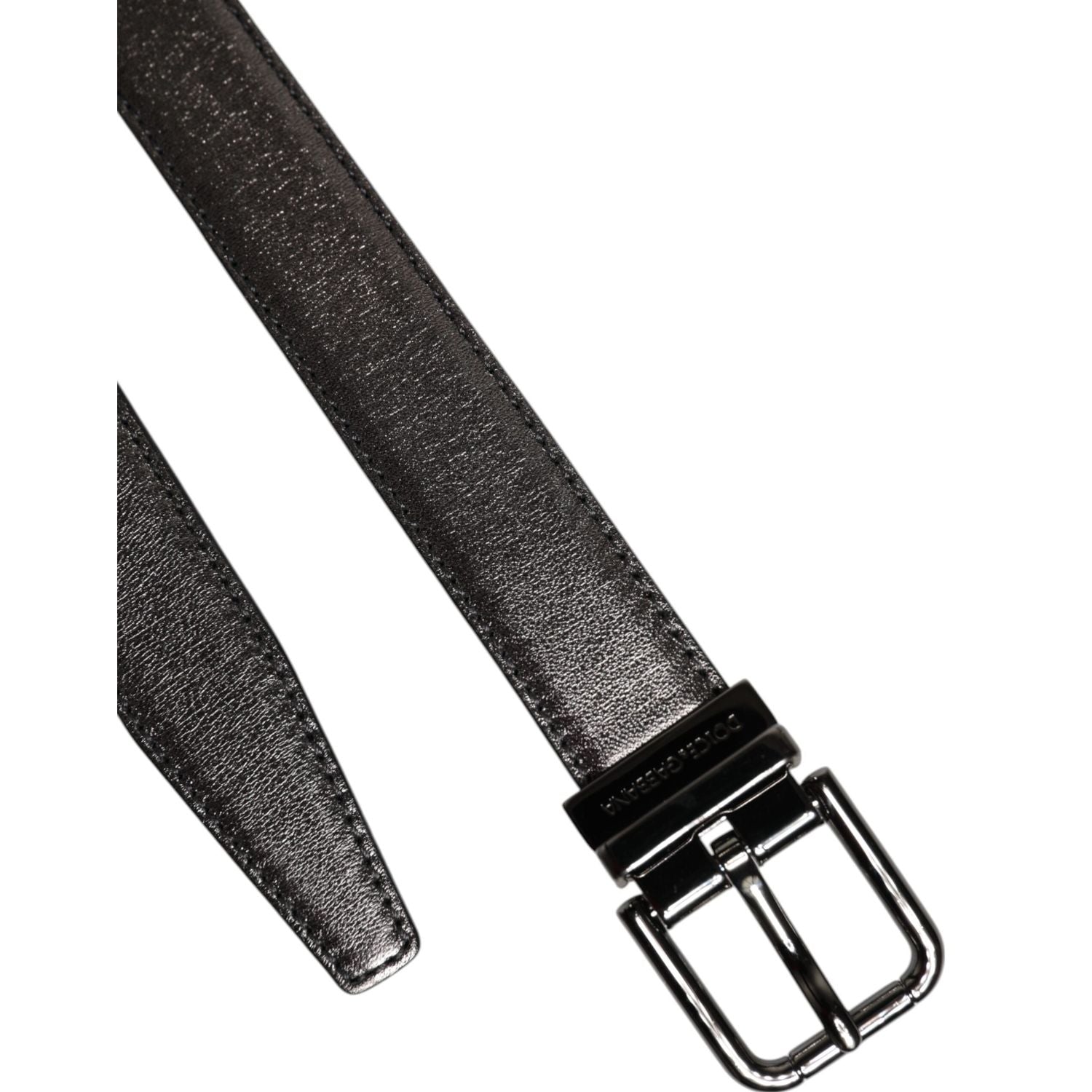 Dolce & Gabbana Black Leather Classic Metal Logo Buckle Belt