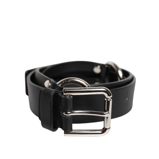 Dolce & Gabbana Black Leather Classic Metal Logo Buckle Belt BEL9319-90