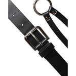 Dolce & Gabbana Black Leather Classic Metal Logo Buckle Belt BEL9319-90