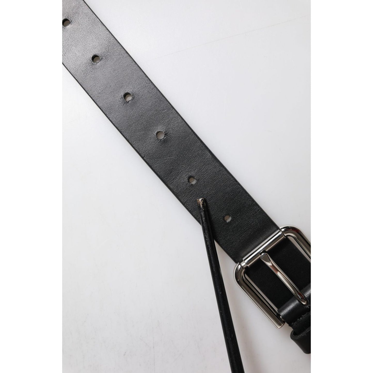 Dolce & Gabbana Black Leather Classic Metal Logo Buckle Belt BEL9319-90