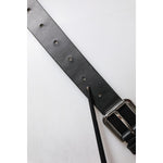 Dolce & Gabbana Black Leather Classic Metal Logo Buckle Belt BEL9319-90