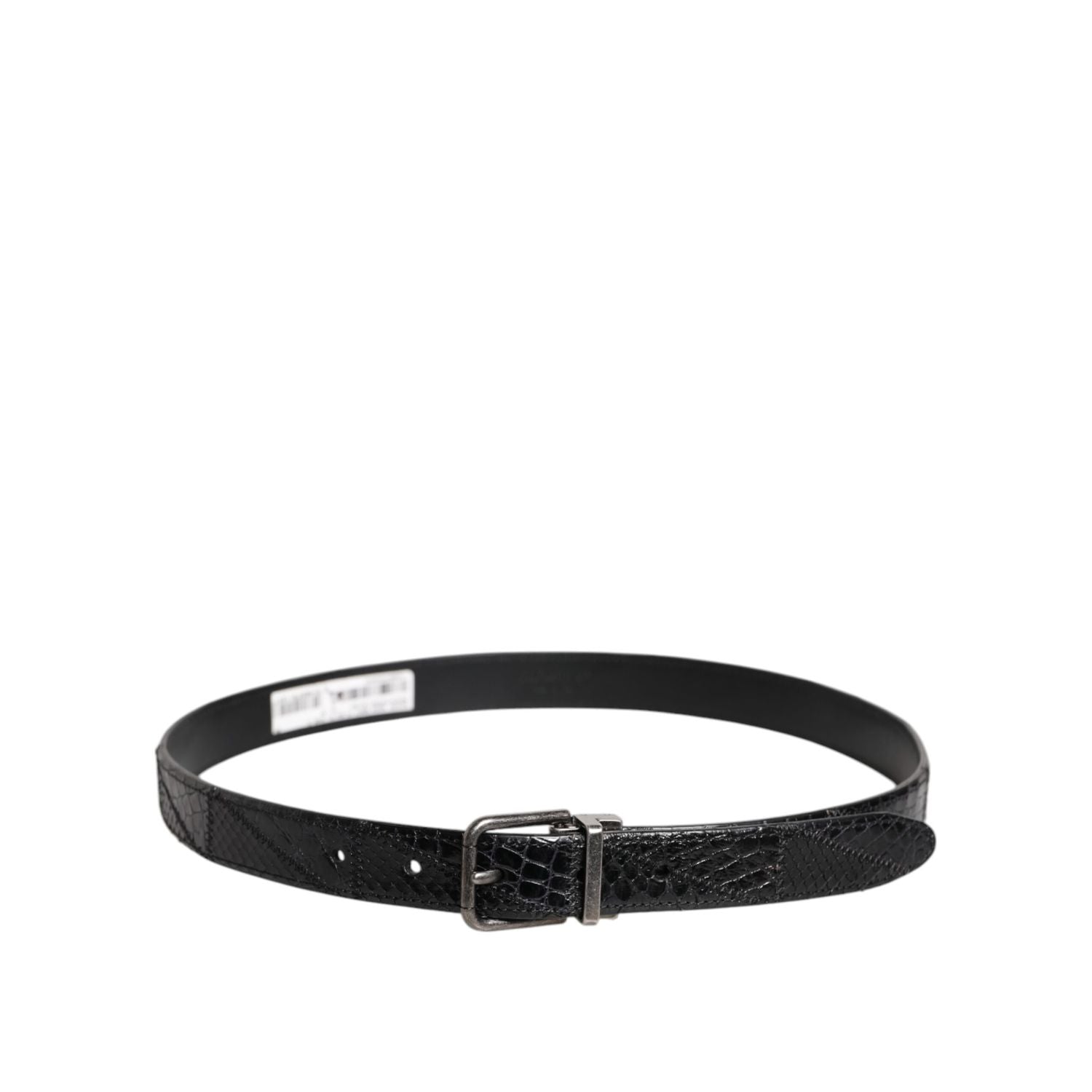 Dolce & Gabbana Black Exotic Leather Metal Logo Buckle Belt
