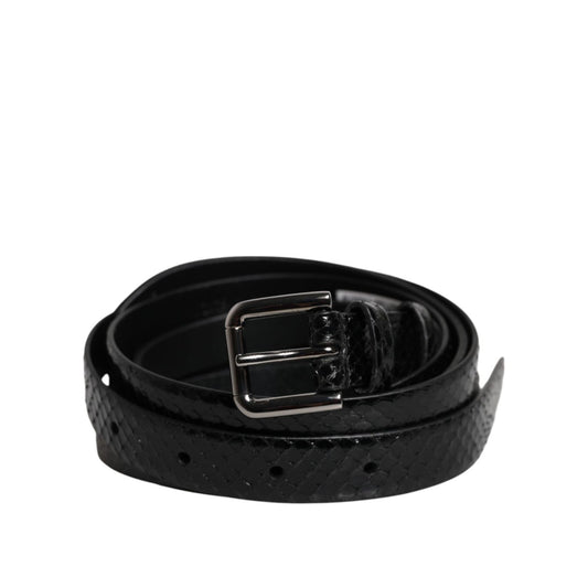 Dolce & Gabbana Black Leather Classic Metal Logo Buckle Belt BEL9331-90