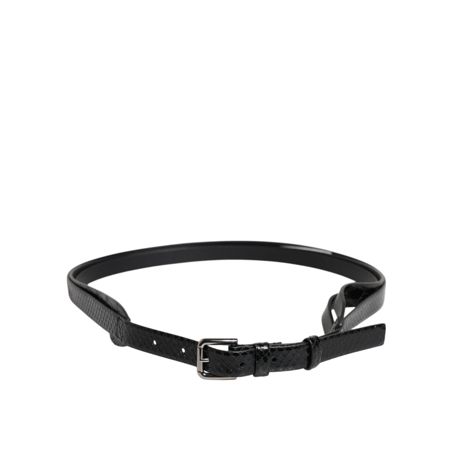 Dolce & Gabbana Black Leather Classic Metal Logo Buckle Belt BEL9331-90