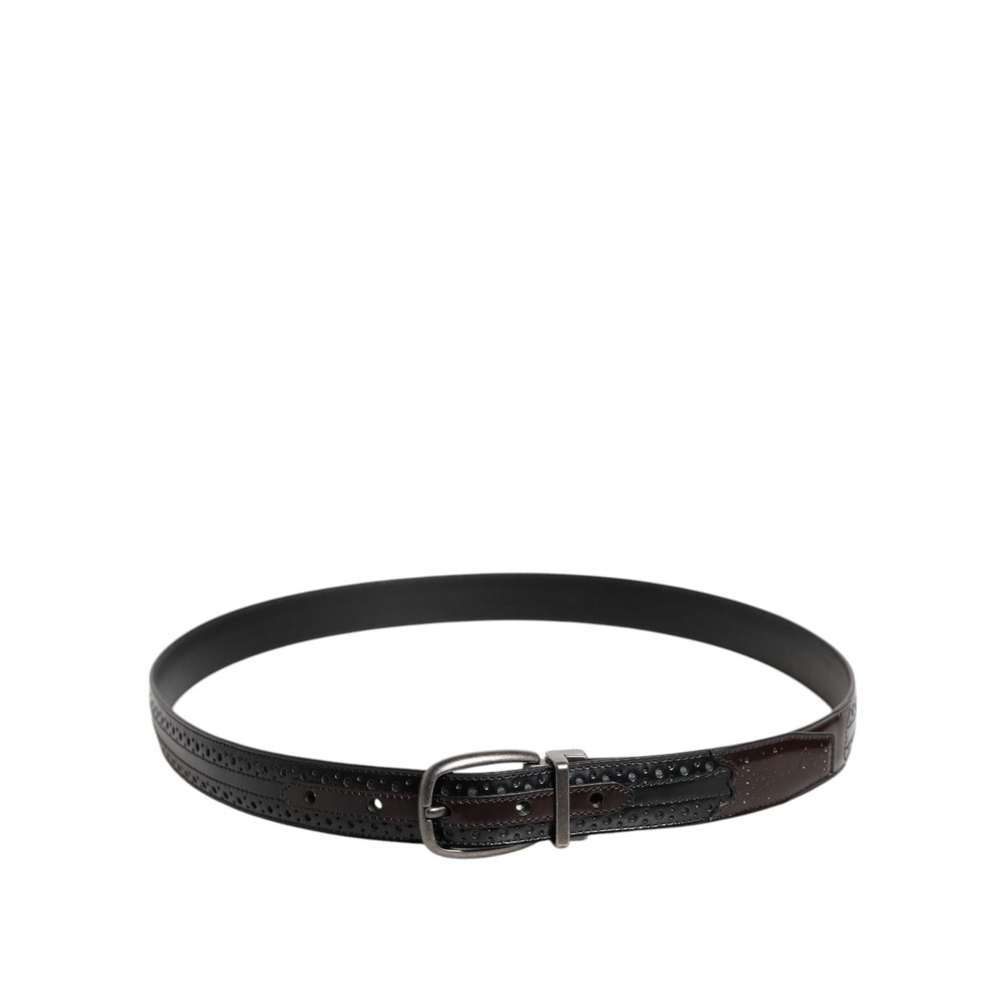 Dolce & Gabbana Black Brown Leather Classic Metal Buckle Belt BEL9334-85