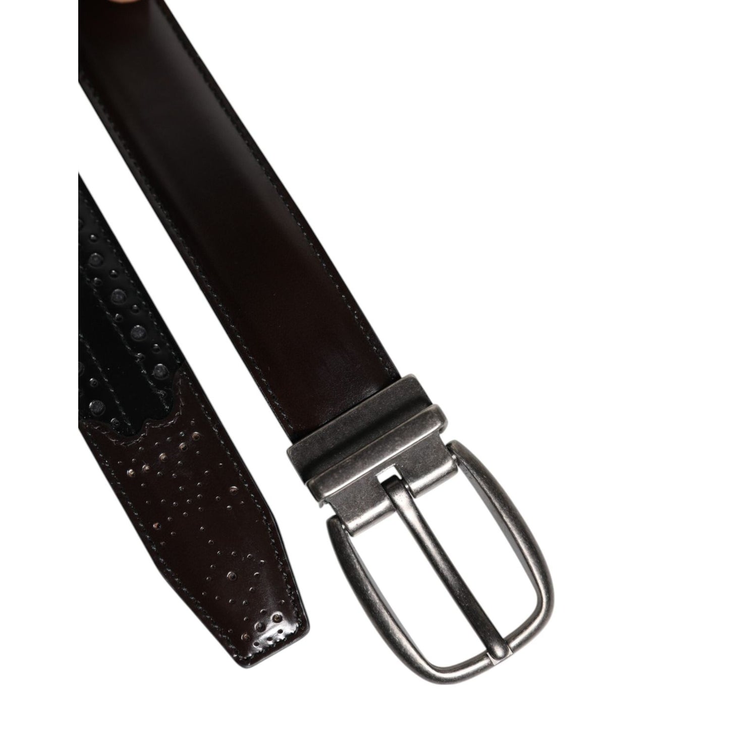Dolce & Gabbana Black Brown Leather Classic Metal Buckle Belt BEL9334-85