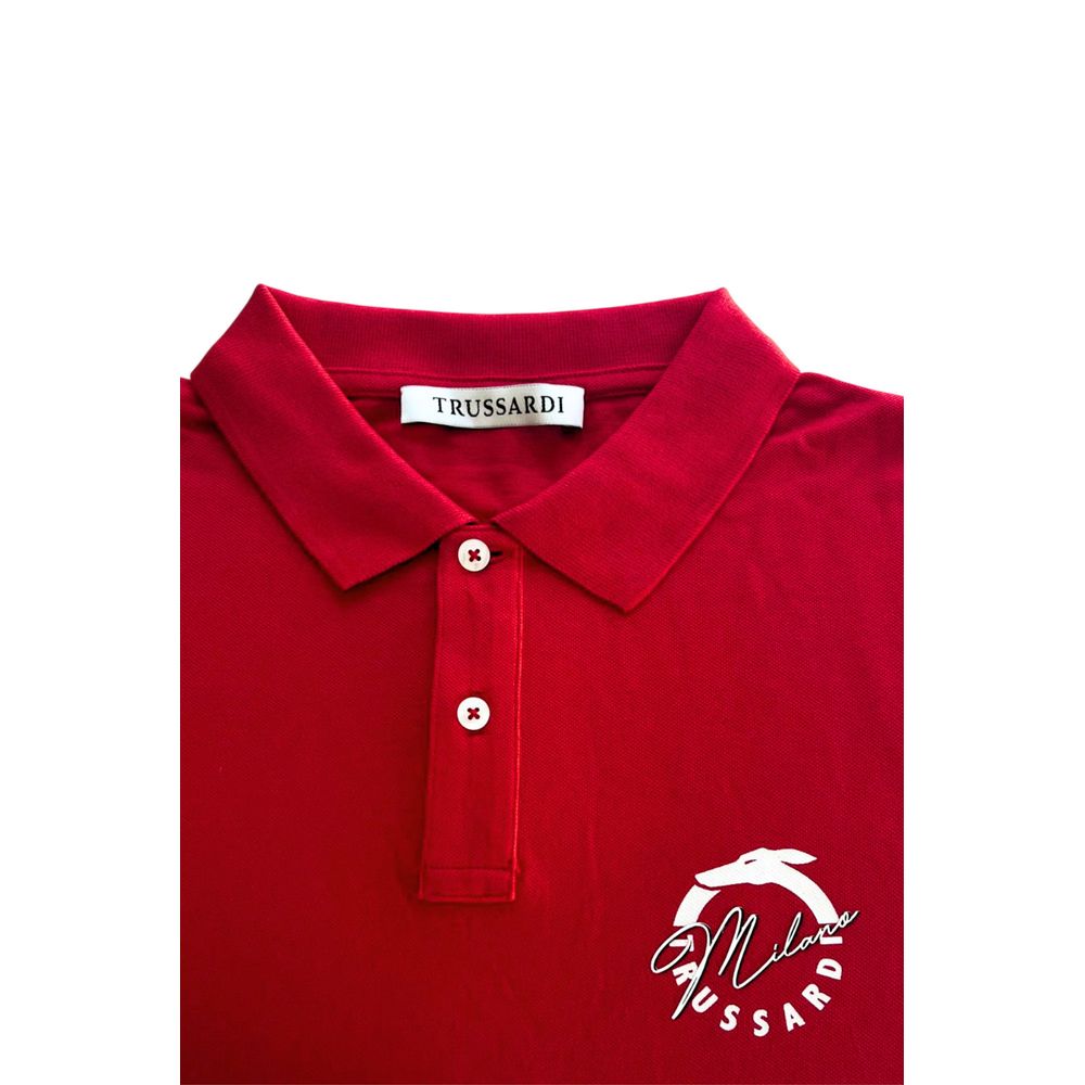 Trussardi Beachwear Red Cotton Men Polo Shirt