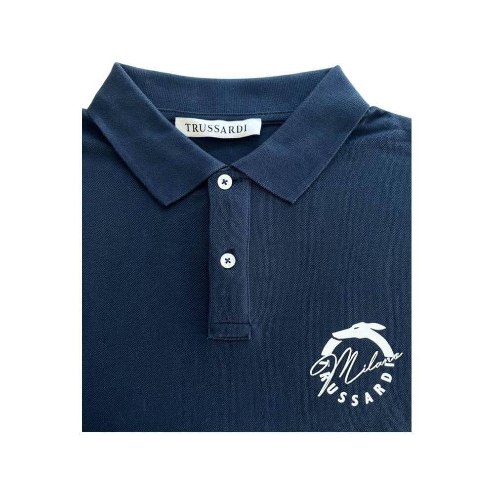 Trussardi Beachwear Blue Cotton Men Polo Shirt TR-24809-M