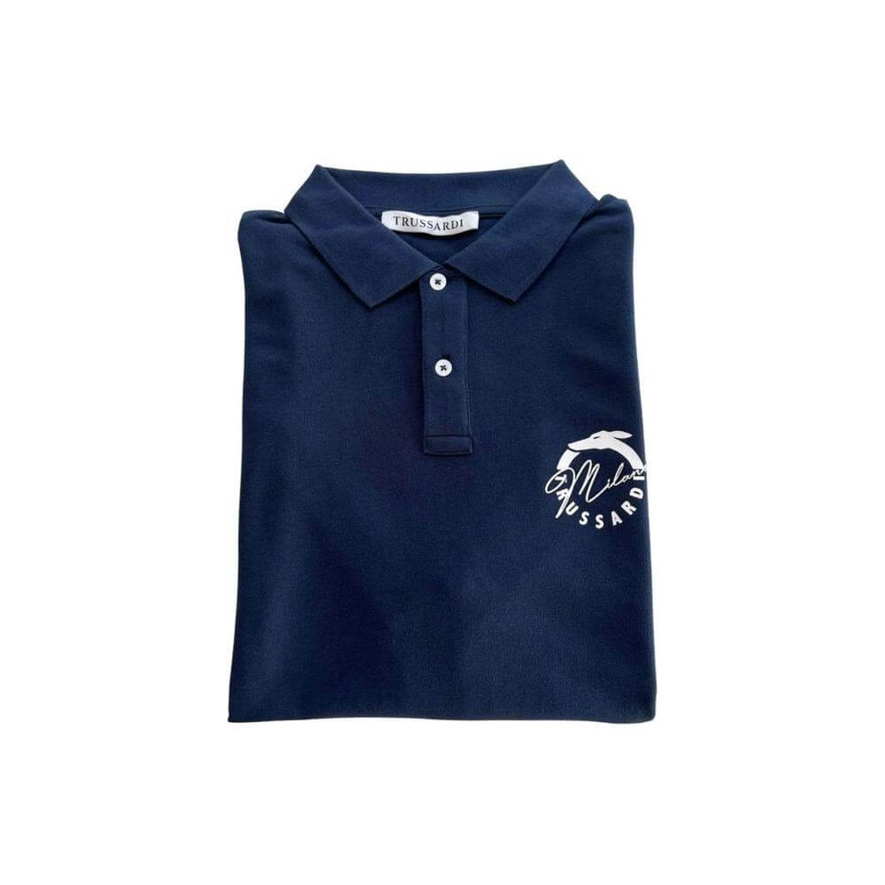 Trussardi Beachwear Blue Cotton Men Polo Shirt TR-24809-M