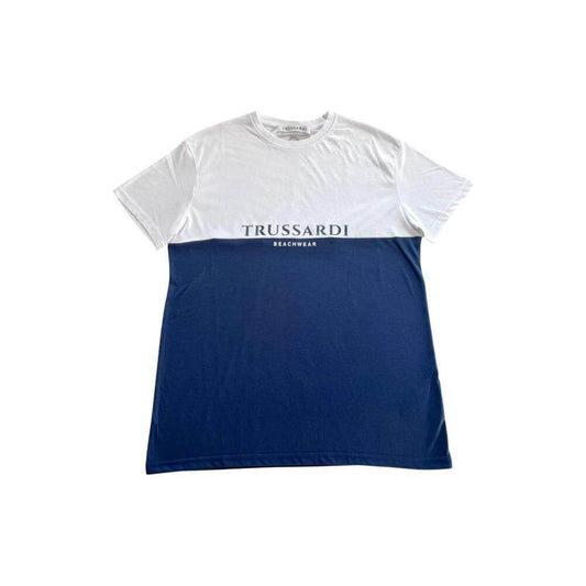 Trussardi Beachwear Blue Cotton Men T-Shirt TR-24799-S