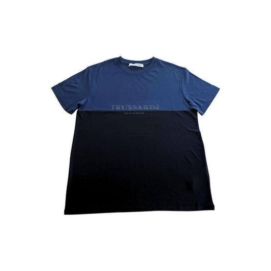 Trussardi Beachwear Blue Cotton Men T-Shirt TR-24798-S