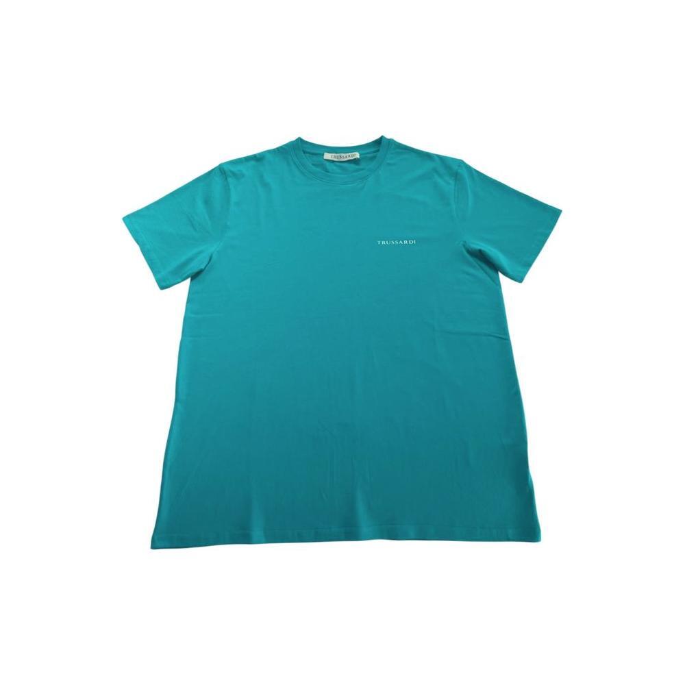 Trussardi Beachwear Light Blue Cotton Men T-Shirt TR-24805-M