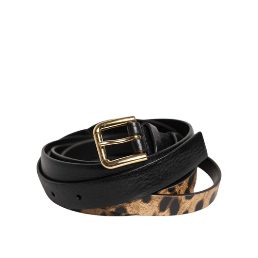 Dolce & Gabbana Black Leopard Classic Gold Metal Buckle Belt BEL9357-90