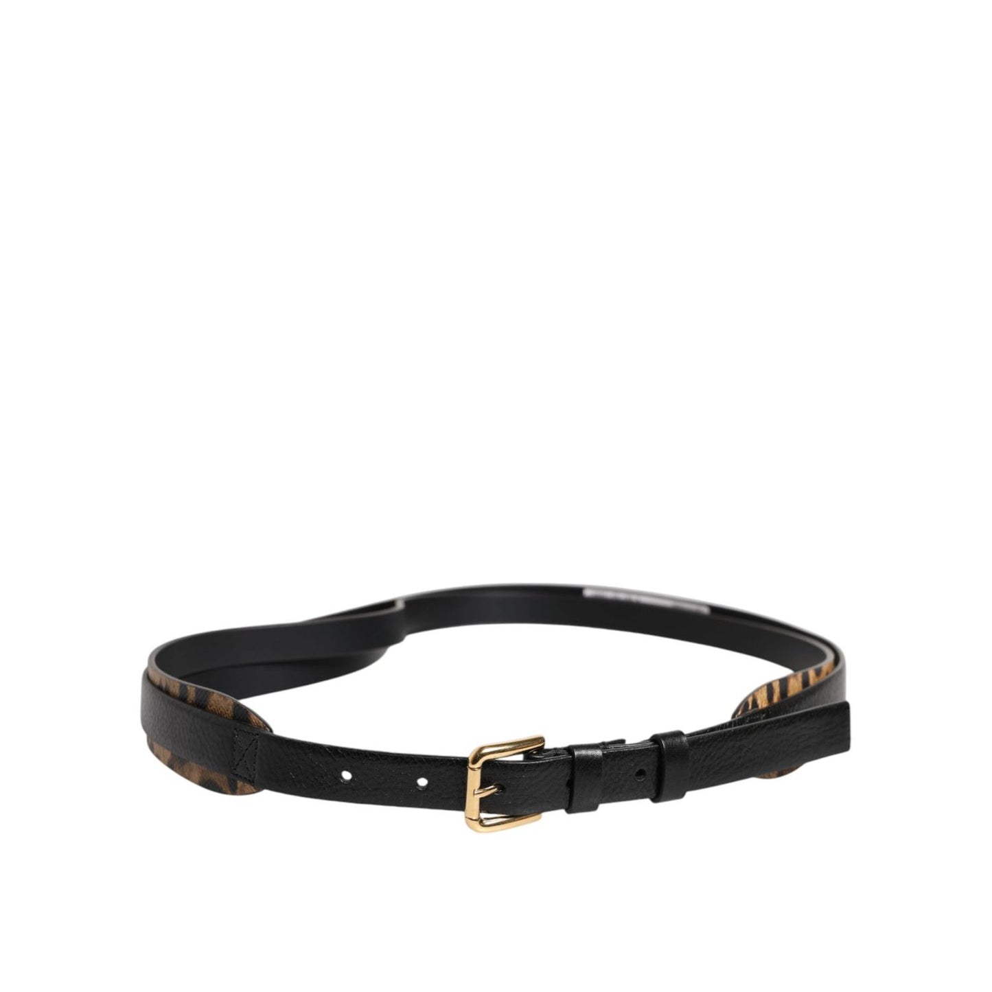 Dolce & Gabbana Black Leopard Classic Gold Metal Buckle Belt BEL9357-90