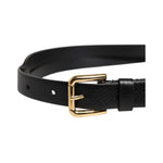 Dolce & Gabbana Black Leopard Classic Gold Metal Buckle Belt BEL9357-90