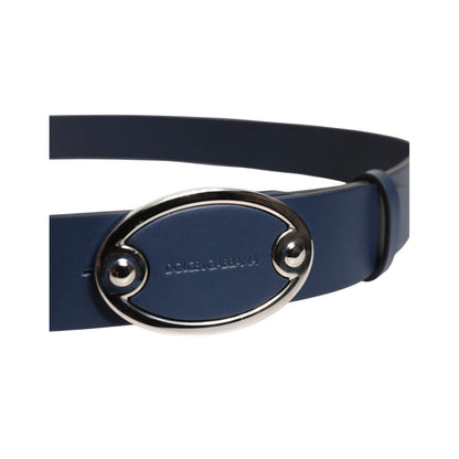 Dolce & Gabbana Blue Leather Classic Metal Logo Buckle Belt