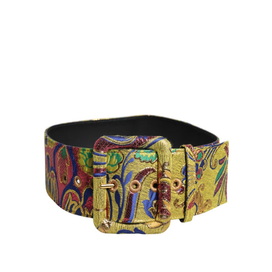 Dolce & Gabbana Multicolor Floral Jacquard Wide Waist Belt WMB487-75