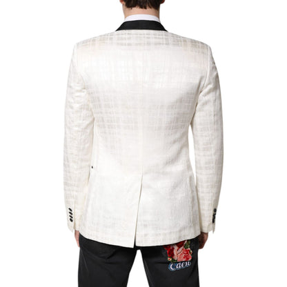 Dolce & Gabbana White Black Single Breasted Coat Blazer Suit