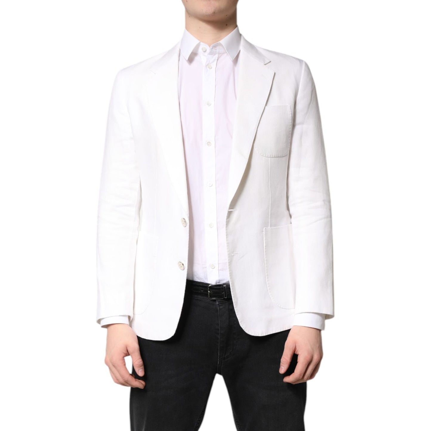 Dolce & Gabbana White Single Breasted Men Coat Blazer Suit