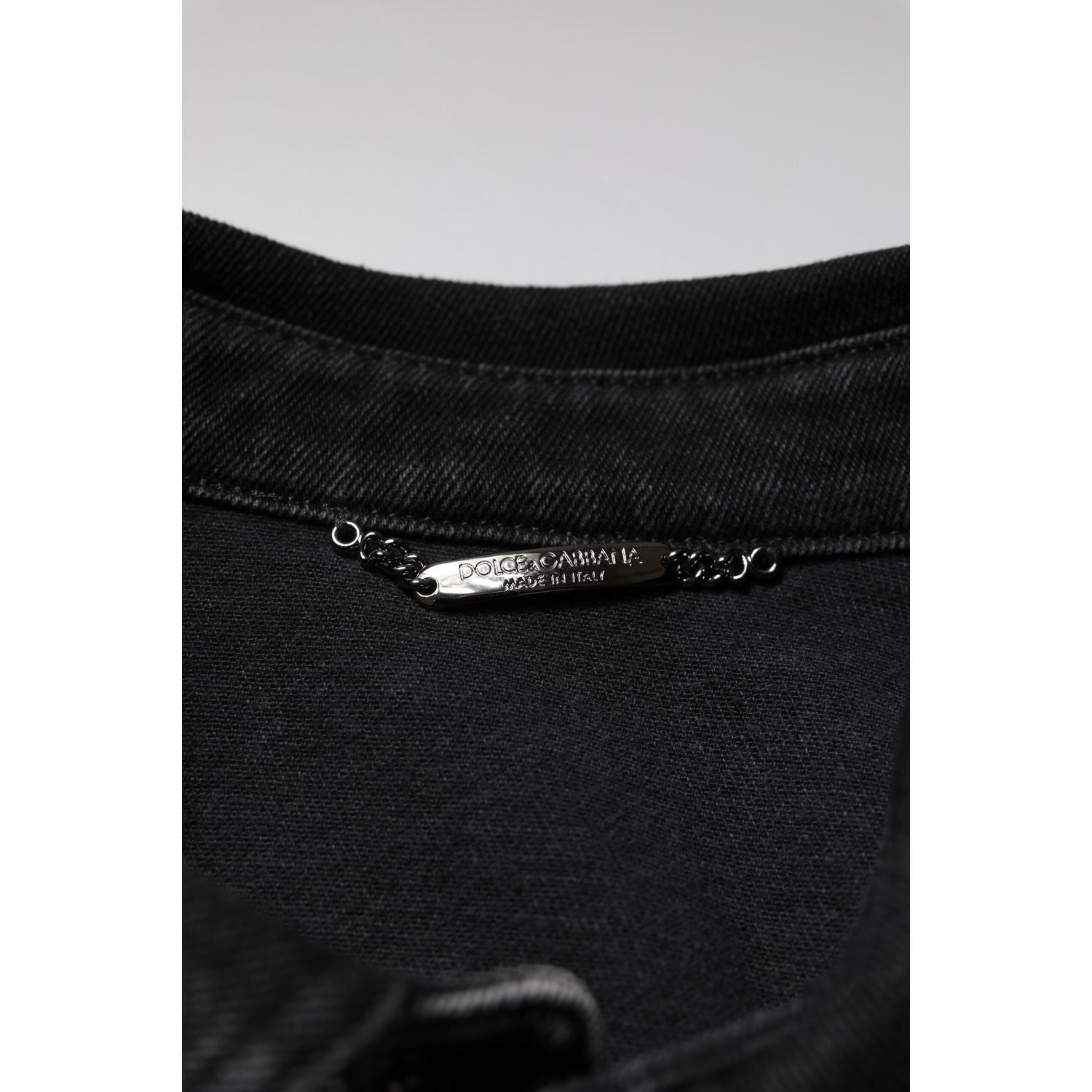 Dolce & Gabbana Black Logo Cotton Stretch Denim Jacket