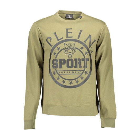 Plein Sport Green Cotton Men Sweater Plein Sport Dark Khaki