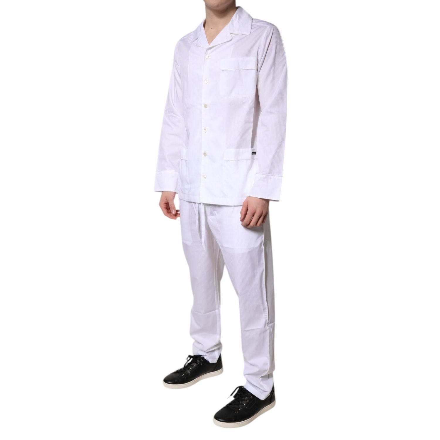 Dolce & Gabbana White Cotton Shirt Pants Pajama Set Sleepwear