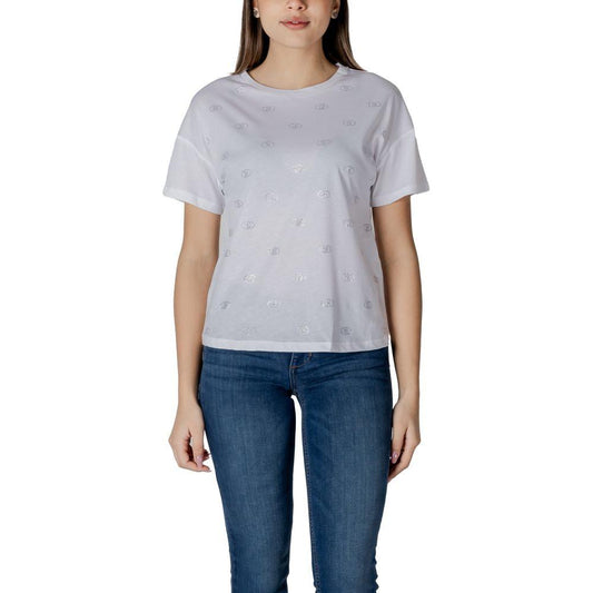 Liu Jo women's white cotton short-sleeved T-shirt, casual style, 100% cotton, everyday fashion, comfortable and stylish fit