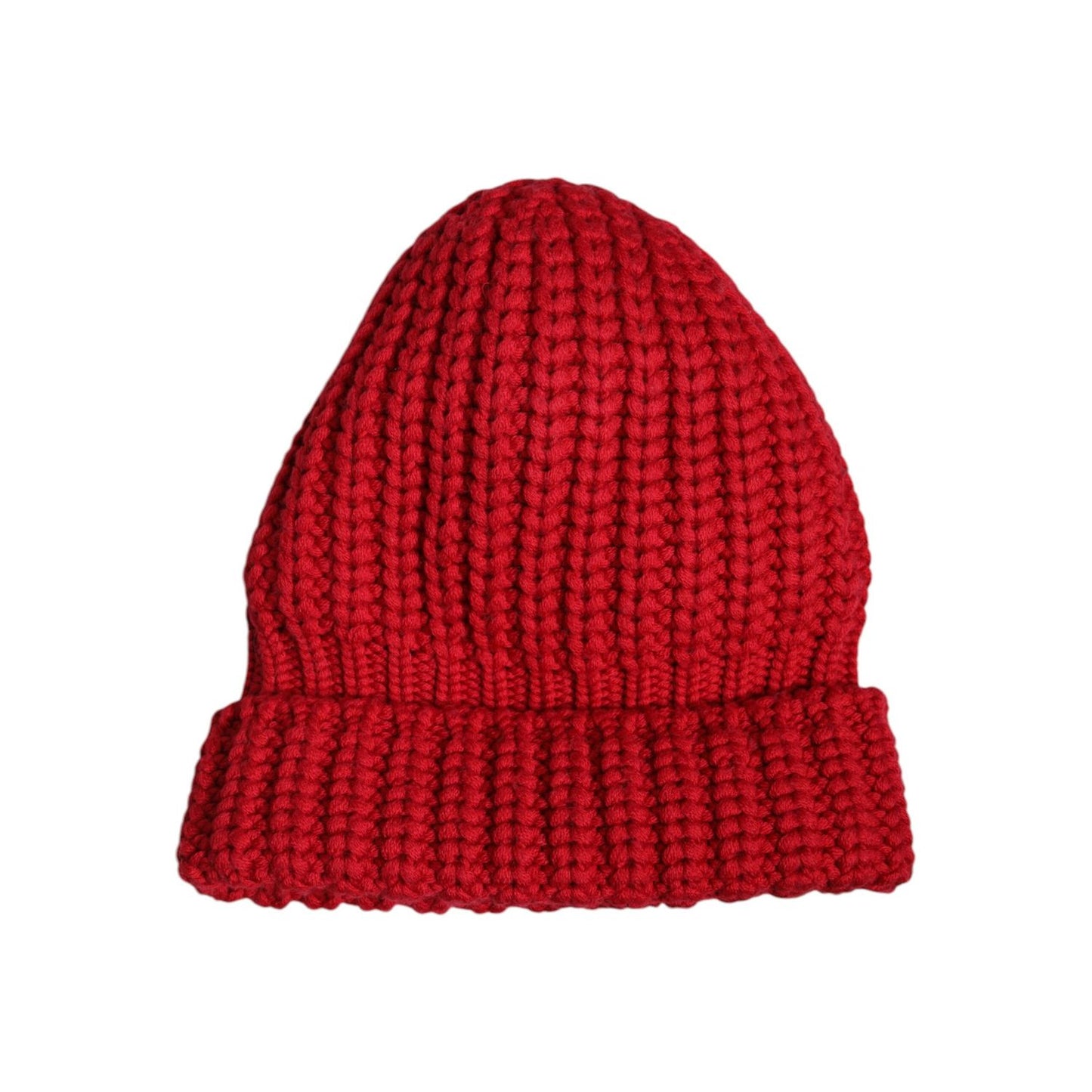 Dolce & Gabbana Red Solid Wool Knitted Winter Beanie Hat