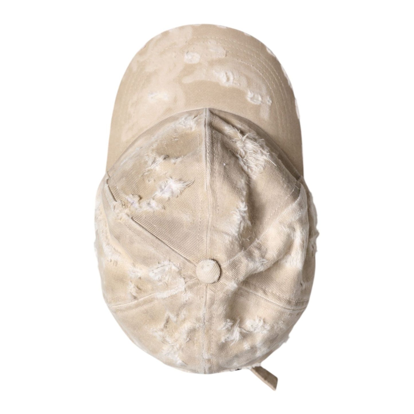 Dolce & Gabbana Beige Tattered Cotton 6 Panels Baseball Cap