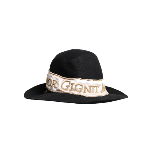 Dolce & Gabbana Black Logo Sequin Embroidery Wide Brim Hat HAT9645-57