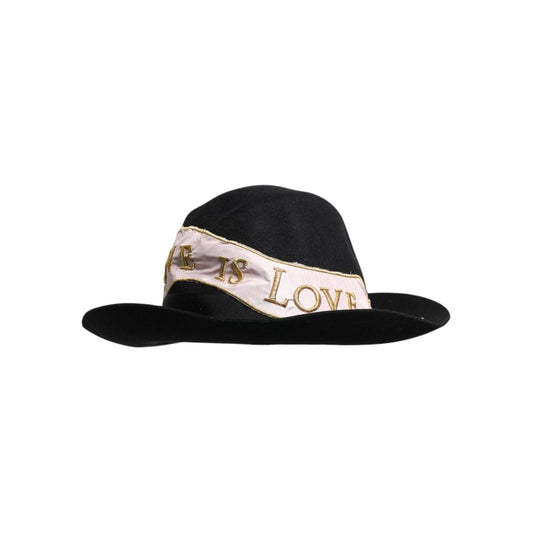 Dolce & Gabbana Black Logo Embroidered Women Wide Brim Hat HAT9646-57