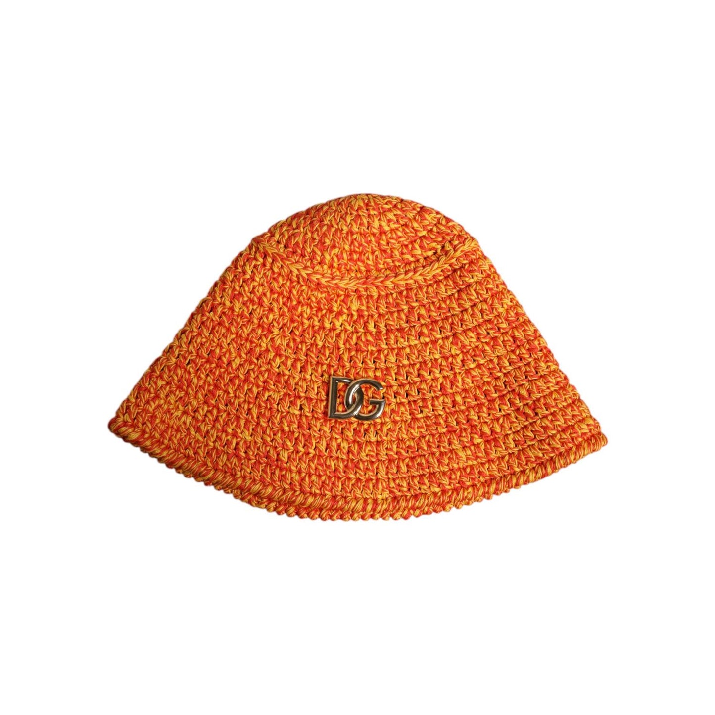 Dolce & Gabbana Orange Cotton Crochet DG Logo Bucket Hat