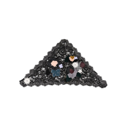 Dolce & Gabbana Black Lace Floral Applique Cotton Veil Hat HAT9708-40