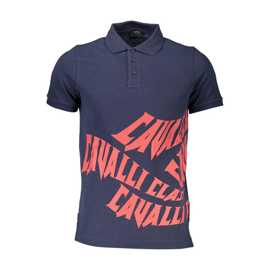 Cavalli Class Blue Cotton Men Polo Shirt Cavalli Class Dark Slate Gray