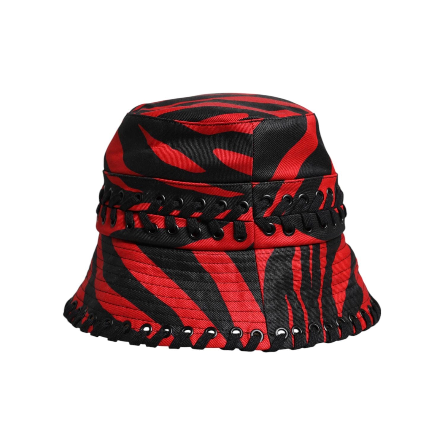 Dolce & Gabbana Black Red Stripe Polyester Wide Brim Bucket Hat