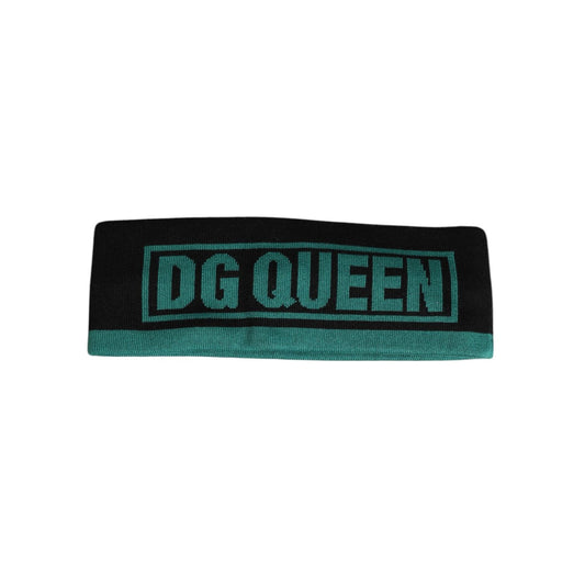 Dolce & Gabbana Black Silk Knitted DG Queen Head Band Hat HAT9810