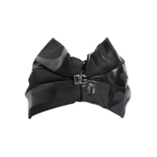 Dolce & Gabbana Black Nylon Stretch DG Logo Head Band Hat Box51