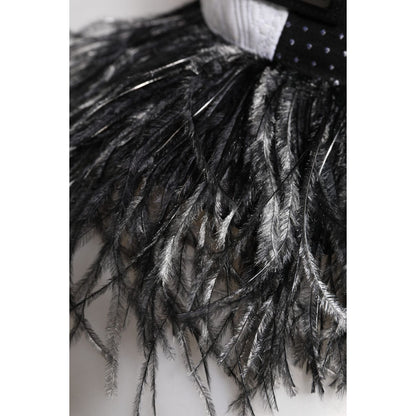 Dolce & Gabbana White Black Polka Dot Feathers Baseball Cap