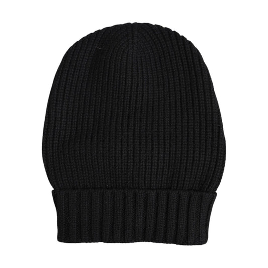 Dolce & Gabbana Black Cashmere Knitted Winter Beanie Hat HAT9846