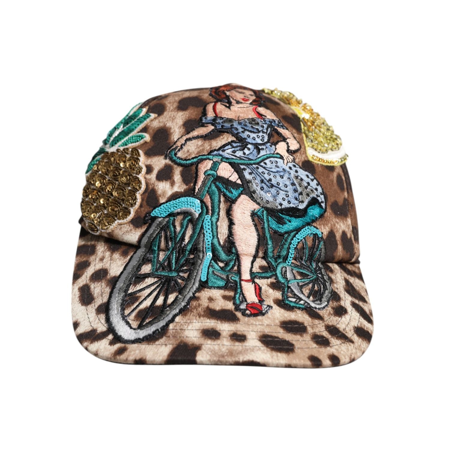 Dolce & Gabbana Brown Leopard Sequin Sicily Baseball Cap