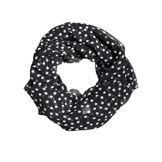 Dolce & Gabbana Black Polka Dots Polyester Wrap Shawl Scarf